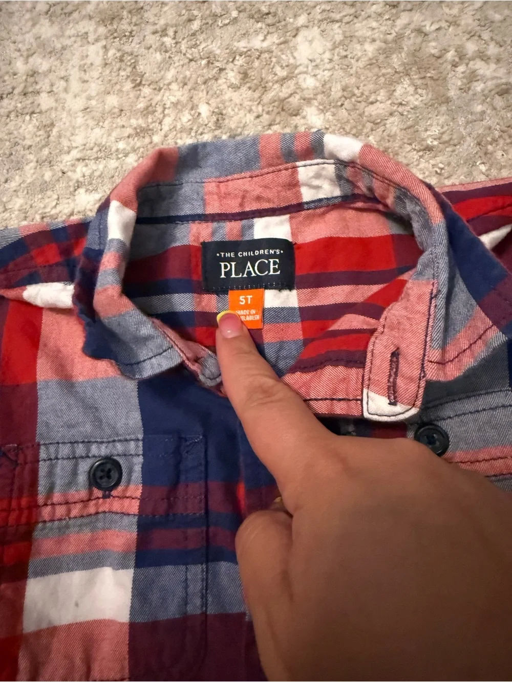 The Children's Place Red, Blue & White Plaid Button-Down Shirt size 5T
